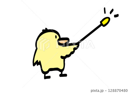 ここがポイント 指示棒で指すゆるかわひよこ1 ここがポイント 指示棒で指すゆるかわひよこ1 128870480