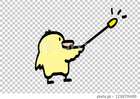 Here's the point: Cute chick pointing with a pointer 1 Here's the point: Cute chick pointing with a pointer 1 128870480