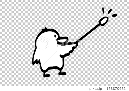 ここがポイント 指示棒で指すゆるかわひよこ1 ここがポイント 指示棒で指すゆるかわひよこ1 128870481