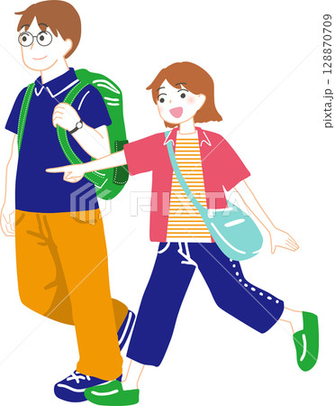 お出かけする夫婦のイラスト お出かけする夫婦のイラスト 128870709