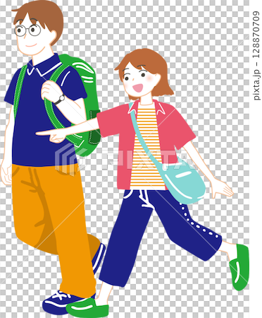 一對情侶外出插畫 128870709