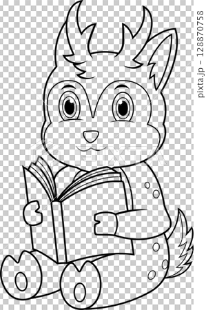 A cartoon of a deer reading a book line art 128870758