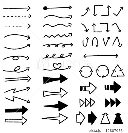 シンプルな手描き風矢印 シンプルな手描き風矢印 128870784