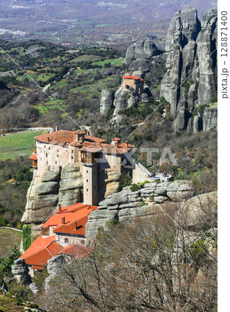 The Holy Monastery of Saint Nicholas and Roussanou. Two of the six monasteries of Meteora. Kalambaka, Greece 128871400