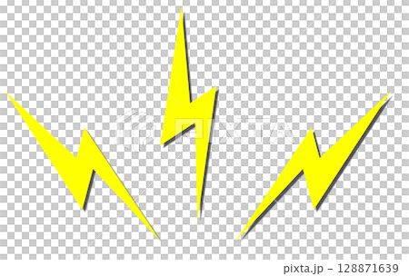 感電や衝撃を受ける稲妻の電撃マークのイラスト 128871639