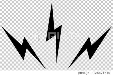 感電や衝撃を受ける稲妻の電撃マークのイラスト 128871640