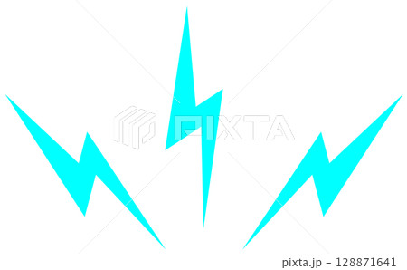 感電や衝撃を受ける稲妻の電撃マークのイラスト 128871641