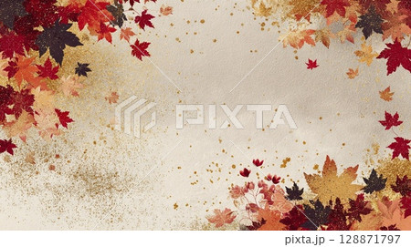 和紙の風合いを感じる紅葉 128871797