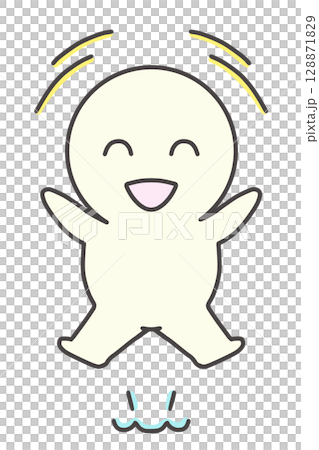Overjoyed Jumping Smile Simple Person Round Face Character 128871829