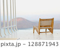 The wooden chair with soft focus of mountain view 128871943