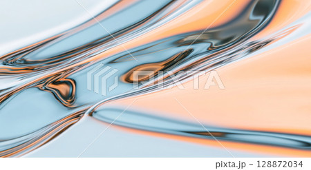 Abstract fluid dynamics with close-up of water flowing against a blue background 128872034