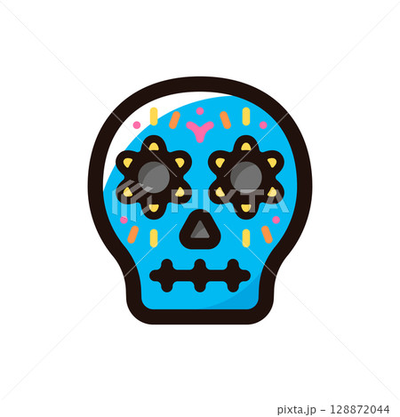 カラベラのイラストアイコン(メキシコ・死者の日・伝統文化素材) カラベラのイラストアイコン(メキシコ・死者の日・伝統文化素材) 128872044