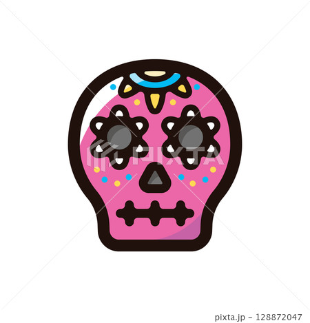カラベラのイラストアイコン（メキシコ・死者の日・伝統文化素材） 128872047