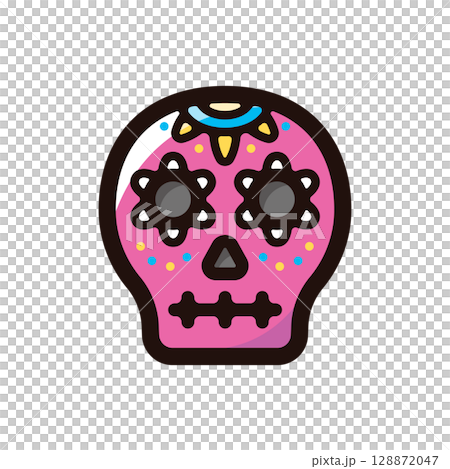 カラベラのイラストアイコン（メキシコ・死者の日・伝統文化素材） 128872047