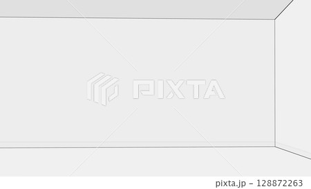 Empty White Room Corner with Subtle Shadows 128872263