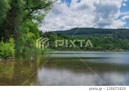 ニュージーランド　ホークスベイにあるトゥティラ湖の湖畔の風景 128872820