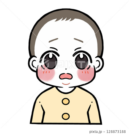 照れる困り顔の赤ちゃんのイラスト 128873188