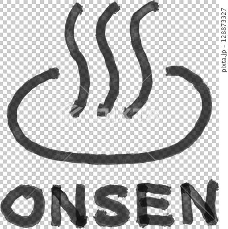 ONSEN mark icon drawn with a black water-based pen ONSEN mark icon drawn with a black water-based pen 128873327