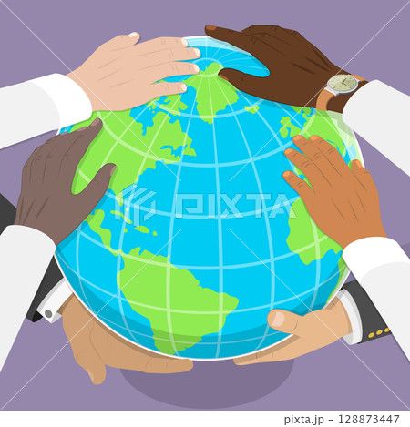 3D Isometric Flat Vector Illustration of Equality Diversity Bringing Peace, Embracing Unity In Ethnic Global Society 128873447