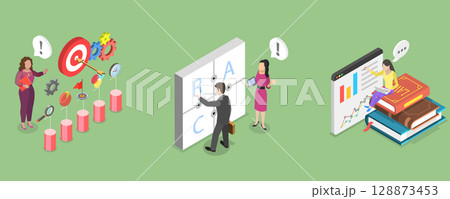 3D Isometric Flat Vector Illustration of Key Performance Indicators, Abstract Concepts Of Measuring Success 3D Isometric Flat Vector Illustration of Key Performance Indicators, Abstract Concepts Of Measuring Success 128873453