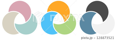 ベン図色違い3点セット ベン図色違い3点セット 128873521
