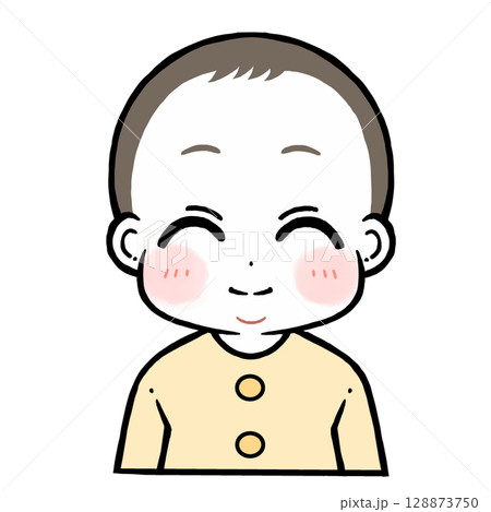 笑顔で微笑む赤ちゃんのイラスト 128873750