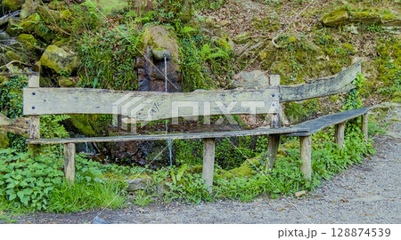 Water source wooden bank 128874539