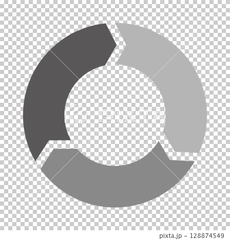 Circular chart shapes showing cyclical processes 3 Cycle diagram Circular arrow 128874549