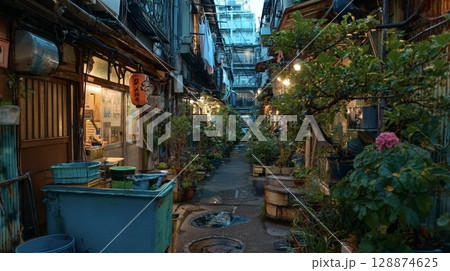 路地裏の細い路地 128874625