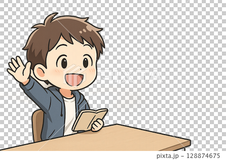Mini character material of a college student speaking at a club meeting (transparent PNG) 128874675