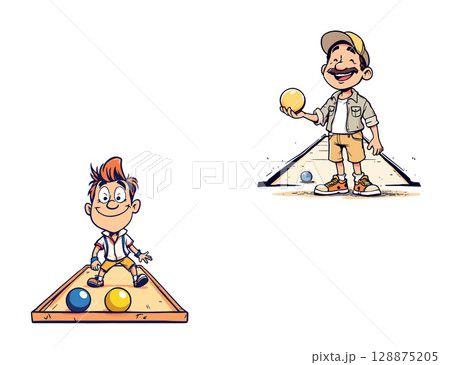 Vsai bocce players enjoying competition and showing sportsmanship 128875205