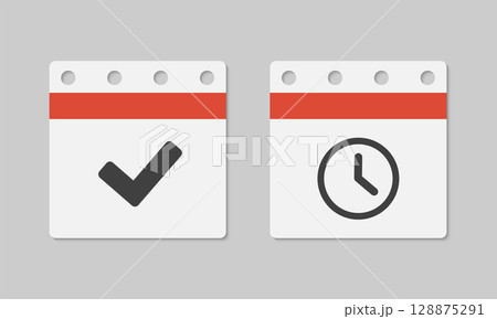 Set icons page calendar - done and schedule, time Set icons page calendar - done and schedule, time 128875291