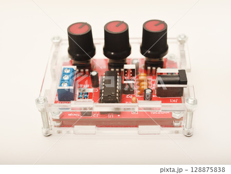 An assembled radio-electronic device. The signal generator. DIY kit for assembling an electronics enthusiast. 128875838