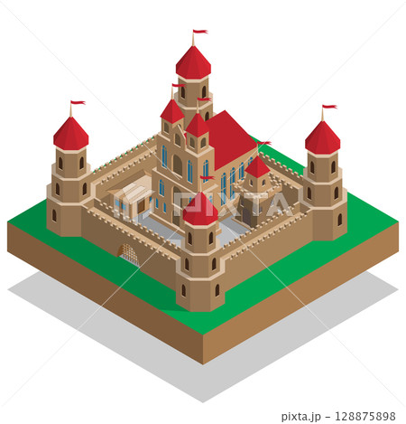 Old castle. Isometric. Vector illustration. Old castle. Isometric. Vector illustration. 128875898