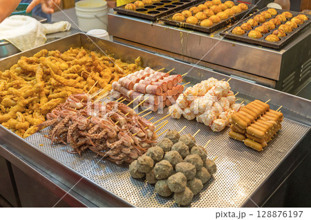 Fried Skewers Fast Food 128876197