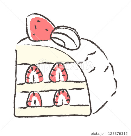 手描きのいちごケーキイラスト 手描きのいちごケーキイラスト 128876315