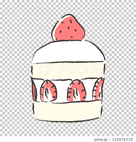 Hand drawn strawberry cake illustration 128876318