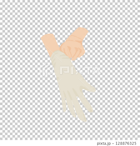 戴上醫用手套的手的插圖（透明PNG）| 戴上醫用手套 128876325
