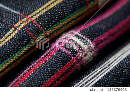 colorful fabric samples of fabric furniture closeup 128876408
