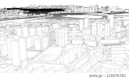 Urban modern landscape. Vector rendering of 3d 128876782
