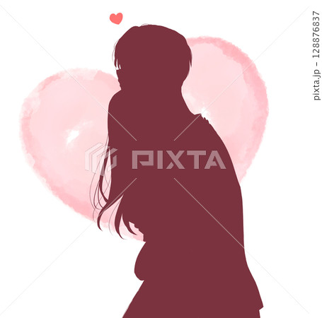 ハグをする男女　シルエット 128876837