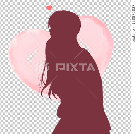 ハグをする男女　シルエット 128876837