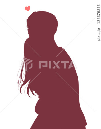 ハグをする男女 シルエット ハグをする男女 シルエット 128876838