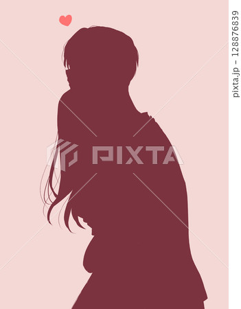 ハグをする男女 シルエット ハグをする男女 シルエット 128876839