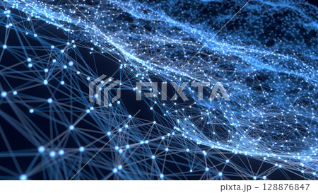 デジタルネットワークと情報の流れを表現した背景 128876847