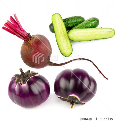 Set of vegetables isolated on white background. Set of vegetables isolated on white background. 128877149