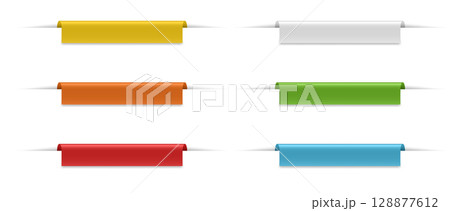 Set of short and wide labels with shadows. Bent bookmarks 128877612