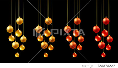 Color Christmas Baubles set isolated on white background. 128878227