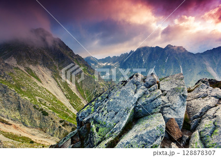 Beautiful view of mountain landscape in National Park High Tatra. 128878307