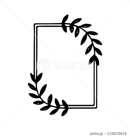 Rectangular Botanical Frame. A clean rectangular frame featuring elegant leafy accents, ideal for invitations, branding, or botanical-inspired compositions. Rectangular Botanical Frame. A clean rectangular frame featuring elegant leafy accents, ideal for invitations, branding, or botanical-inspired compositions. 128878658